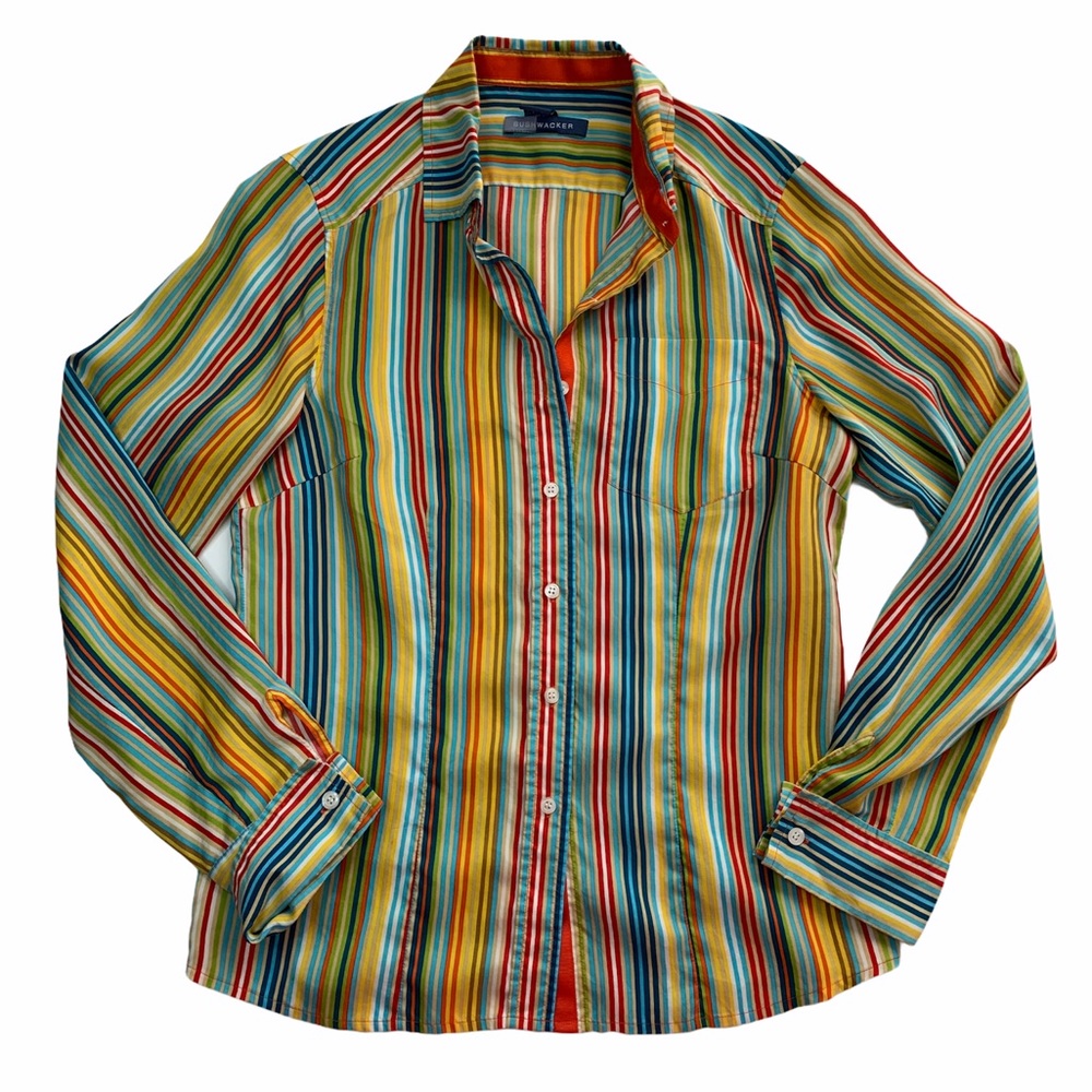 Bushwacker Colorful 100% Silk Button Down Blouse